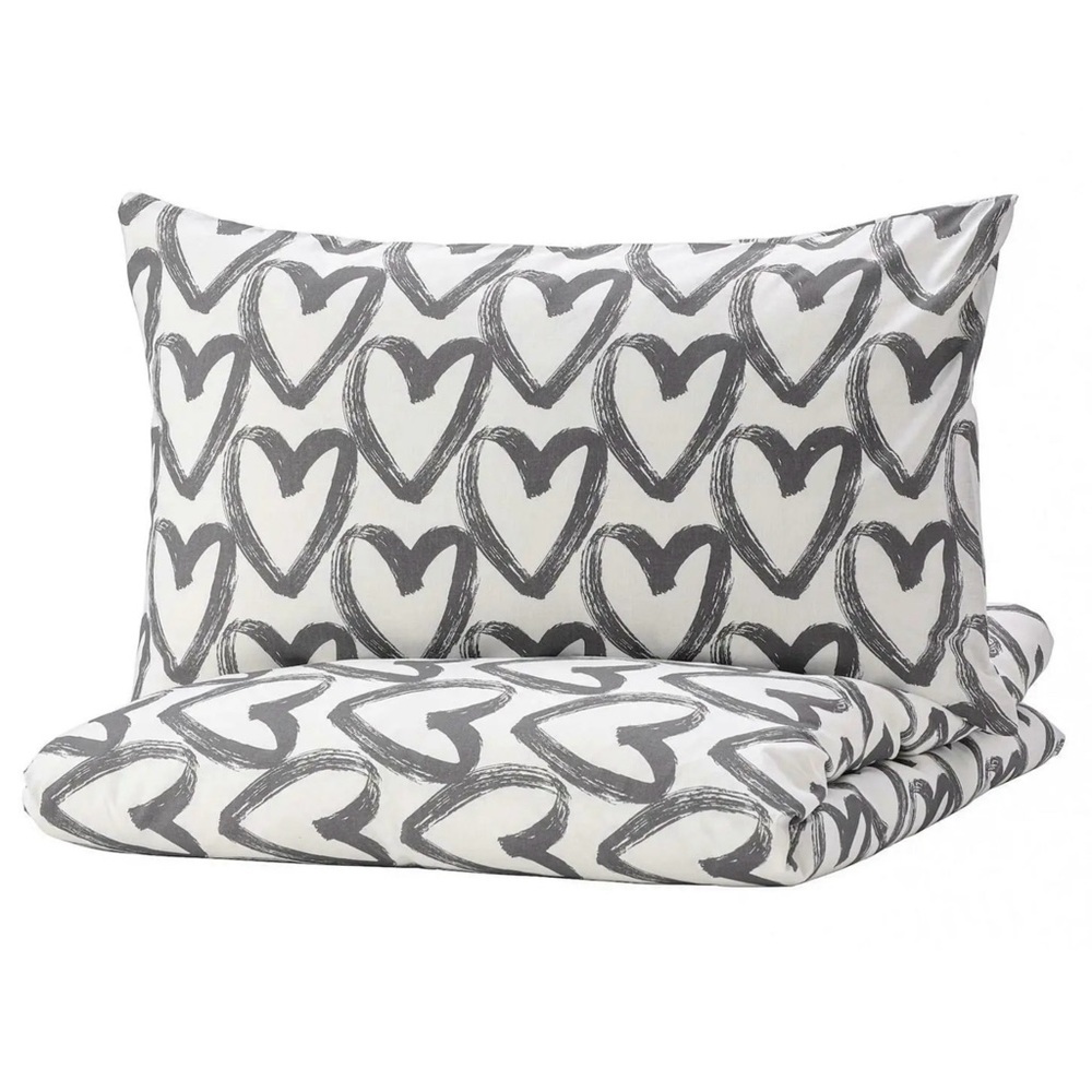 IKEA Duvet Cover + 2 Pillowcases (King)  Heart Valentine LYKTFIBBLA - Picture 2 of 6